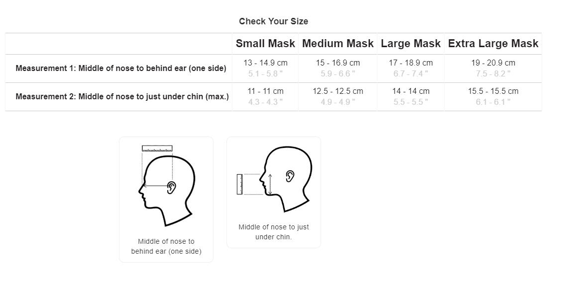 Mask Size Chart Mask Size Chart
